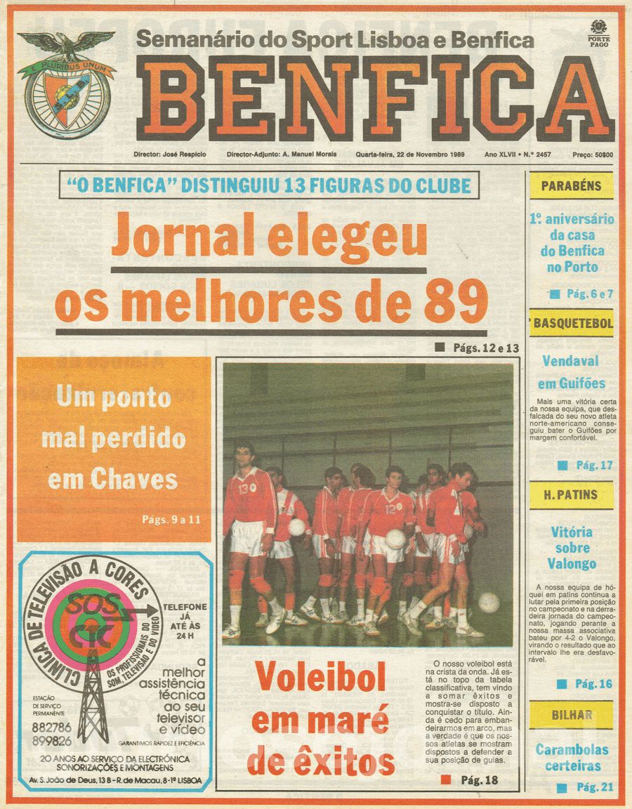 jornal o benfica 2457 1989-11-22